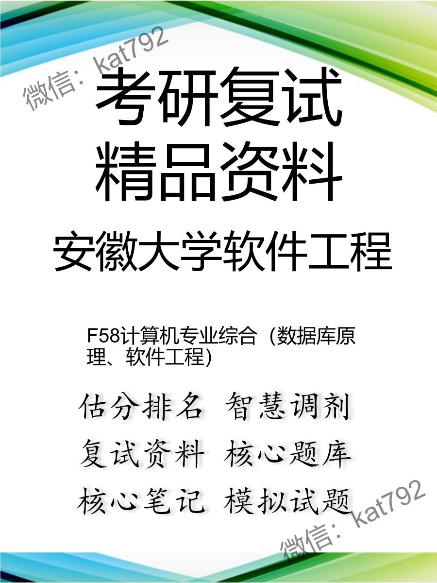 安徽大学085405软件工程F58计算机专业综合（数据库原理、软件工程）考研复试资料